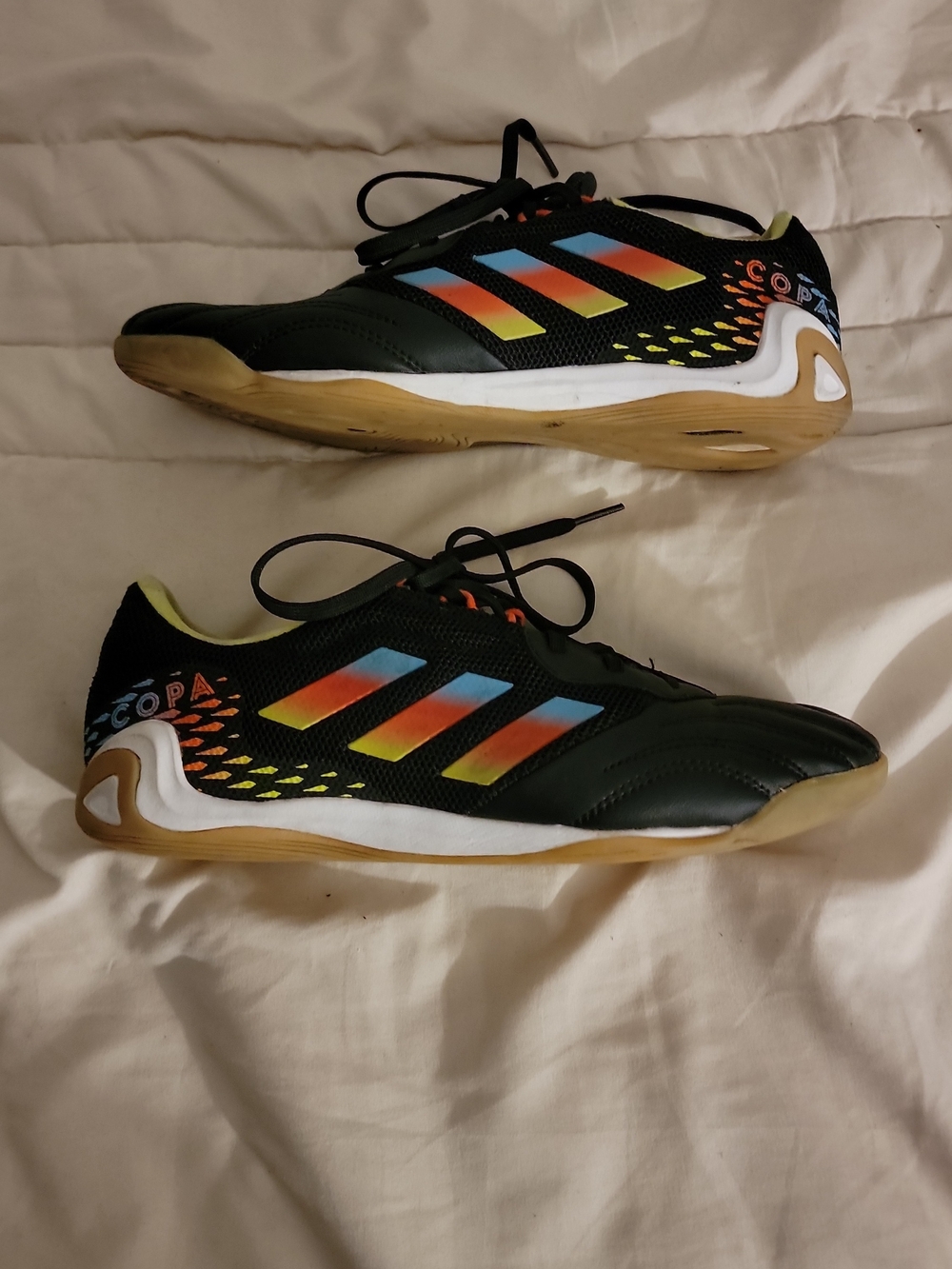 adidas Indoor Soccer Sneakers - Black with Rainbow Stripes